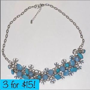Silver & Blue Statement Dangle Adjustable Necklace
